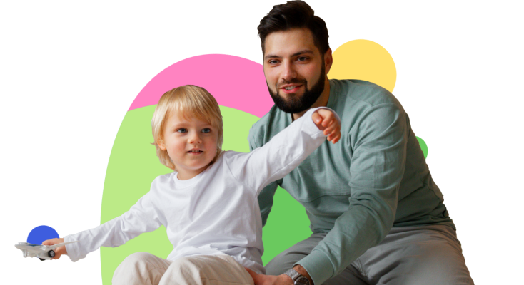 Father and son sitting