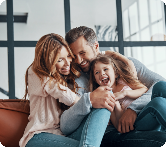 Family laughing together